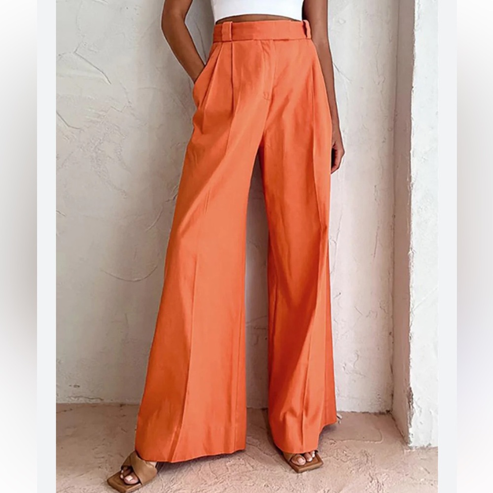 Commense Orange Wide Leg Pants